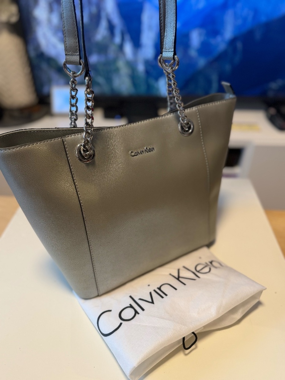 Calvin Klien - Silver Leather Tote Bag